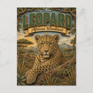 Cartão Postal Leopardo African Woodland POPCUT