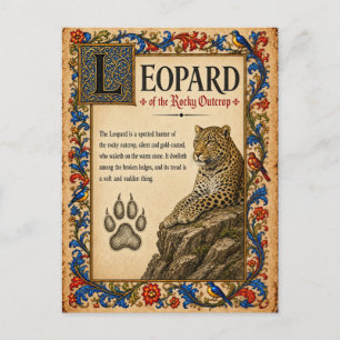 Cartão Postal Leopardo, Arte do Bestiário Medieval