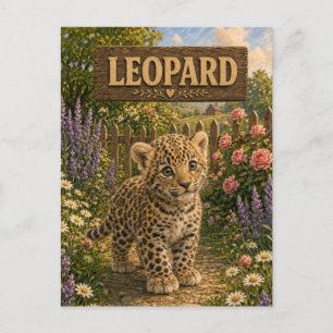 Cartão Postal Leopardo Bebe Fofa Livro de Histórias Berçário Ani