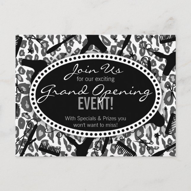 Cartão Postal Leopardo-da-neve Imprime Cabelo Salão Grande Abert (Frente)