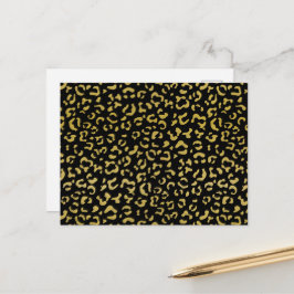 Cartão Postal Leopardo Dourado, Brilho Dourado, Estampa de Leopa