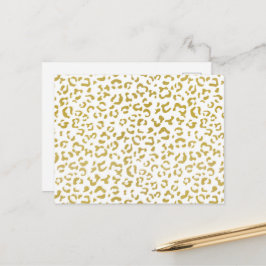 Cartão Postal Leopardo Dourado, Brilho Dourado, Impressão Leopar