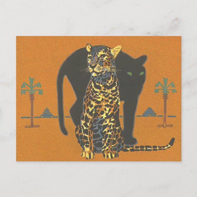 Cartão Postal Leopardo e Panther (Frente)