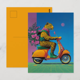 Cartão Postal Leopardo em Rodas: Uma Na moda,