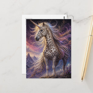 Cartão Postal Leopardo Fantasia Appaloosa Unicórnio