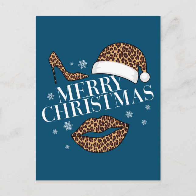 Cartão Postal Leopardo Feliz de Natal (Frente)