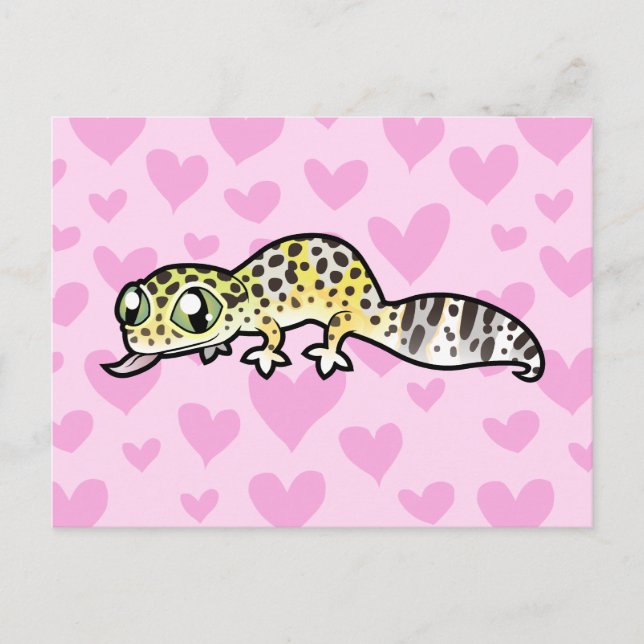 Cartão Postal Leopardo Gecko Love (Frente)