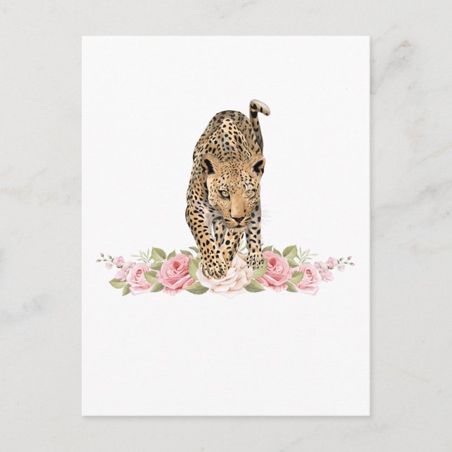 Cartão Postal Leopardo, Rosa de Leopardo, Flor-Leopardo (Frente)