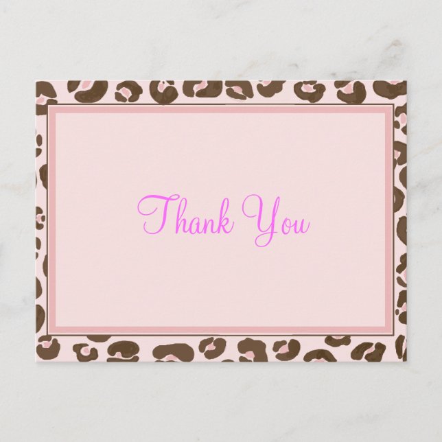 Cartão Postal Leopardo Rosa Obrigado (Frente)