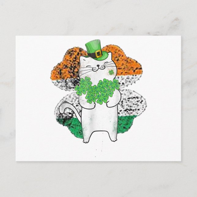 Cartão Postal Leprecaína Gato Gato-Gato Com Dia de São Patrício  (Frente)