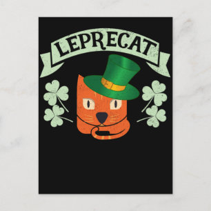 Cartão Postal Leprecat Leprechaun Cat St PattyDay