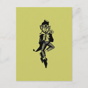 Cartão Postal Leprechaun com Flute