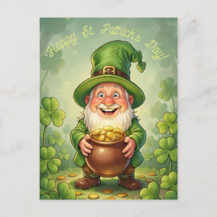 Cartão Postal Leprechaun Gnome Personalizado Feliz Dia de São Pa