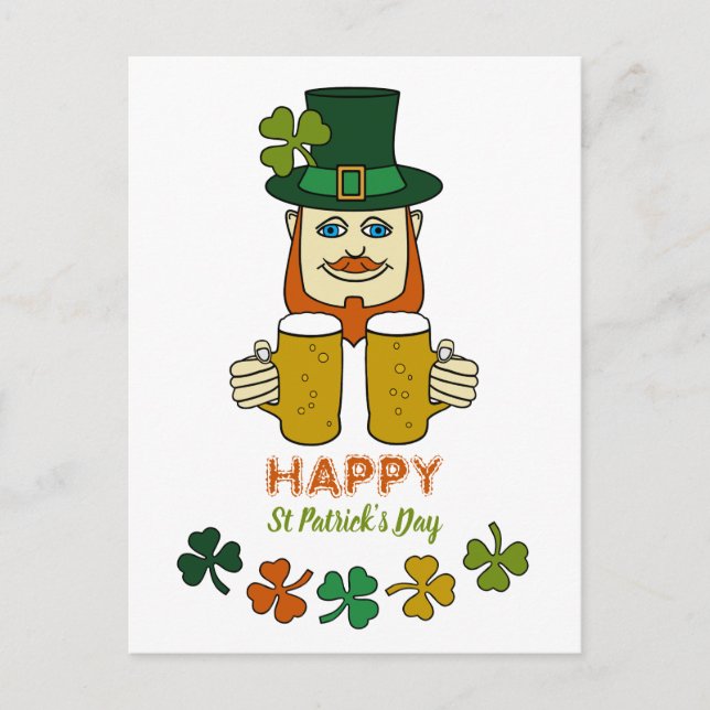Cartão Postal Leprechaun Irlandês, Dia de São Patrício (Frente)
