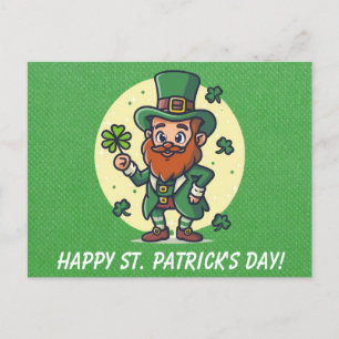 Cartão Postal Leprechaun Shamrock irlandês, Dia de São Patrício 