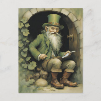 Cartão Postal Leprechaun with Shamrocks