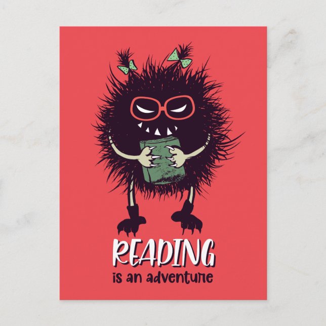 Cartão Postal Ler é uma aventura, professor engraçado (Frente)