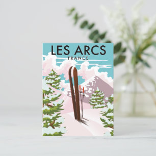 Cartão Postal Les Arcs França viagem esqui