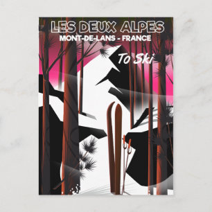 Cartão Postal Les Deux Alpes, França, poster de viagens de esqui
