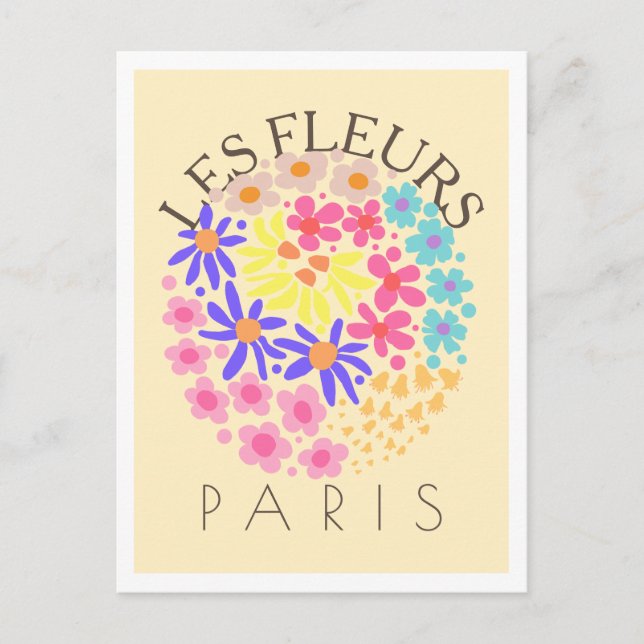 Cartão Postal Les Fleurs Paris Colorida (Frente)