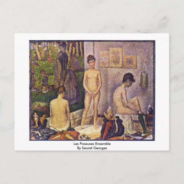 Cartão Postal Les Poseuses Ensemble Por Seurat Georges (Frente)