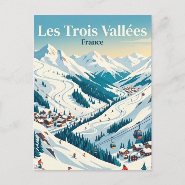 Cartão Postal Les Trois Vallées França (Frente)
