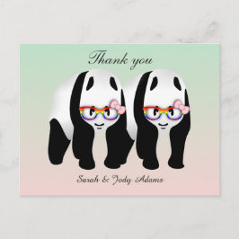 Cartão Postal Lésbicas bonitas Pandas Obrigado