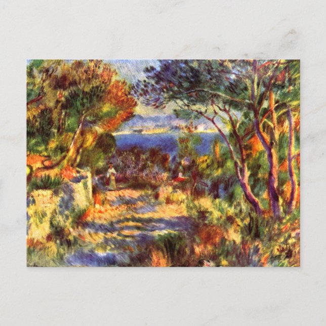 Cartão Postal L'Estaque de Pierre Renoir, Impressionismo Vintage (Frente)