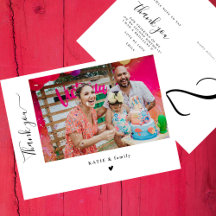 Letra à Mão Chic Foto Festa de Aniversário Obrigad