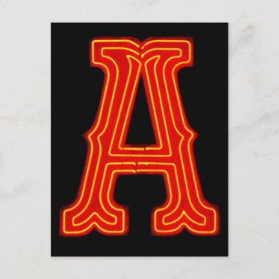 Cartão Postal Letra "A" Neon Light Monograma