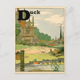 Cartão Postal Letra alfabética de patos e patos
