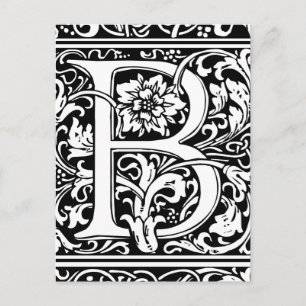 Cartão Postal Letra B Monograma Medieval Arte Nova