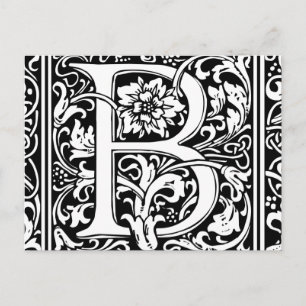 Cartão Postal Letra B Monograma Medieval Arte Nova