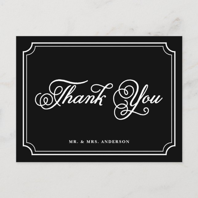 Cartão Postal Letra branca branca e preta - Obrigado (Frente)