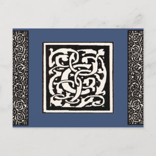 Cartão Postal Letra C Art Nouveau Monograma Vintage