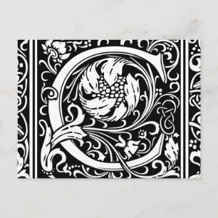 Cartão Postal Letra C Monograma Medieval Arte Nova