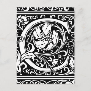 Cartão Postal Letra C Monograma Medieval Arte Nova