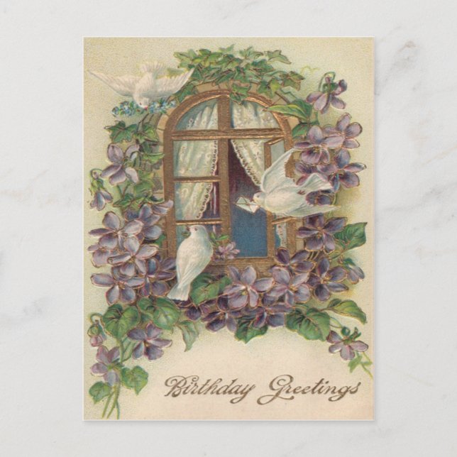 Cartão Postal Letra da janela Dove Forget-Me-Not (Frente)