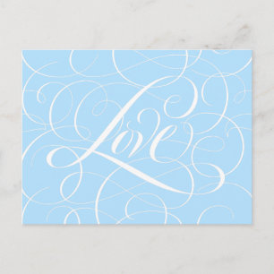 Cartão Postal Letra de caligrafia Ice Blue LOVE