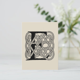 Cartão Postal Letra E Celtic Knot Vintage Monograma