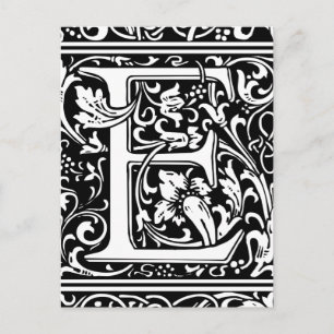 Cartão Postal Letra E Monograma Medieval Arte Nova