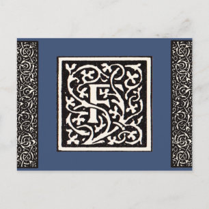 Cartão Postal Letra F Art Nouveau Monograma Vintage