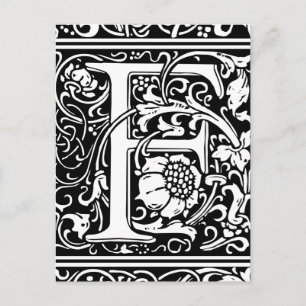 Cartão Postal Letra F Monograma Medieval Arte Nova