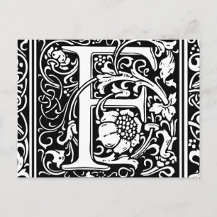 Cartão Postal Letra F Monograma Medieval Inicial Vintage