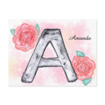 Letra Floral A de Aquarela