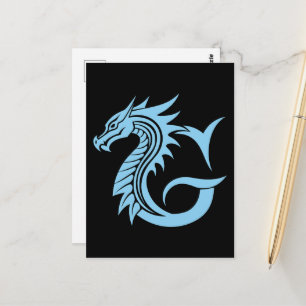Cartão Postal Letra G Estilizada com Dragão, Alfabeto de Dragão,
