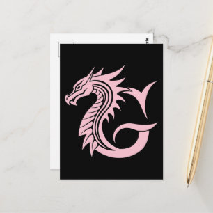 Cartão Postal Letra G Estilizada com Dragão, Alfabeto de Dragão,