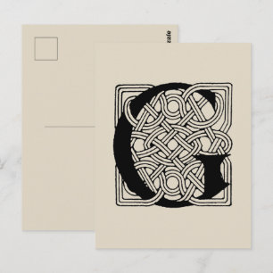 Cartão Postal Letra G Vintage Celtic Knot Monograma