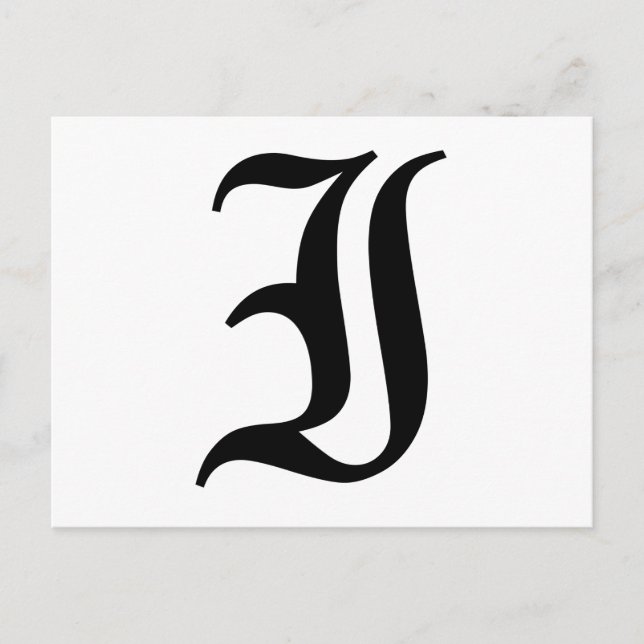 Cartão Postal Letra I Texto em Inglês Antigo com Fundo Branco (Frente)