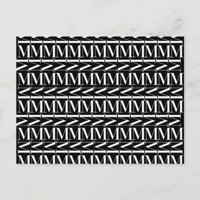 Cartão Postal Letra Inicial de Monograma M (Frente)
